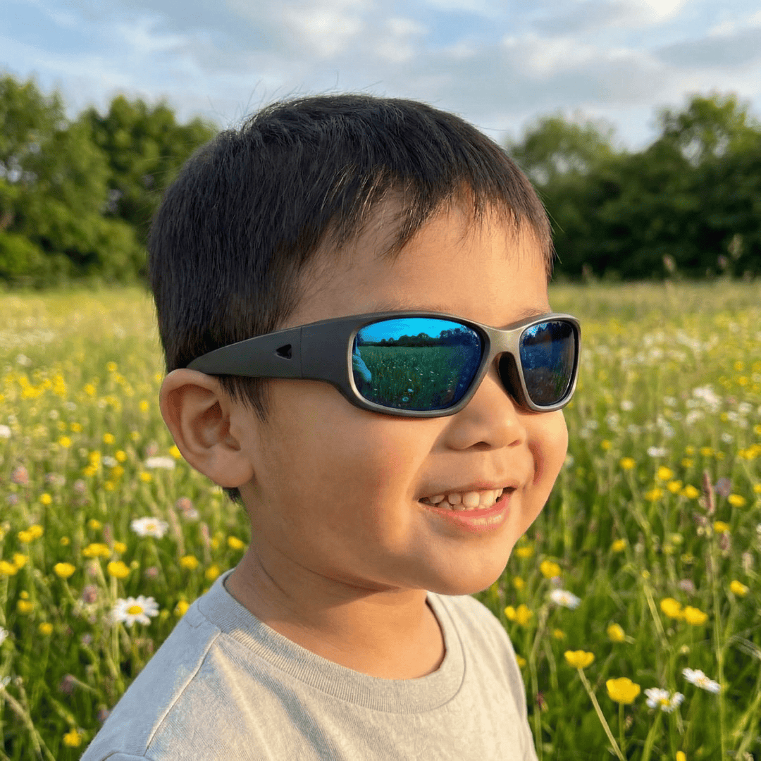 Black Charcoal Toddler Sunglasses with REVO Lens, Classic Fit, Ages 1-2, image 9.