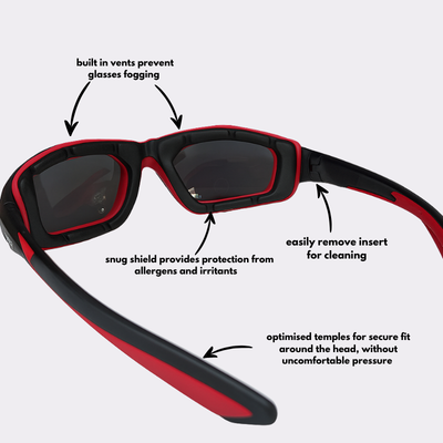Pursuit | Black & Red Photochromic Sunglasses with Black Lenses