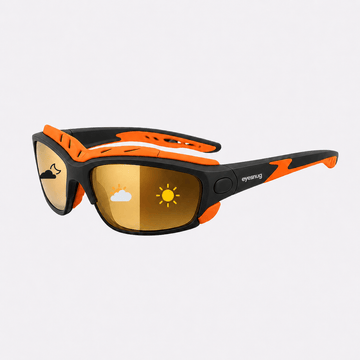 Pursuit | Black & Orange Photochromic Sunglasses with Gold Lenses